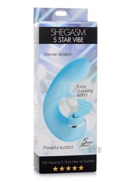 Shegasm 5 Star 10x Tapping G-spot Silicone Vibrator With Suction - Teal | SexToy.com