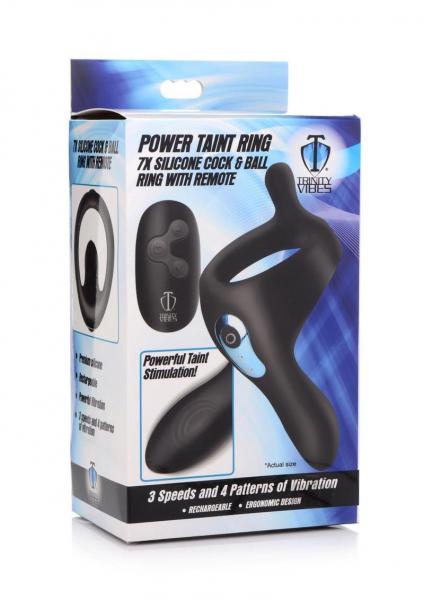 Power Taint Ring 7x Silicone Cock And Ball Ring With Remote