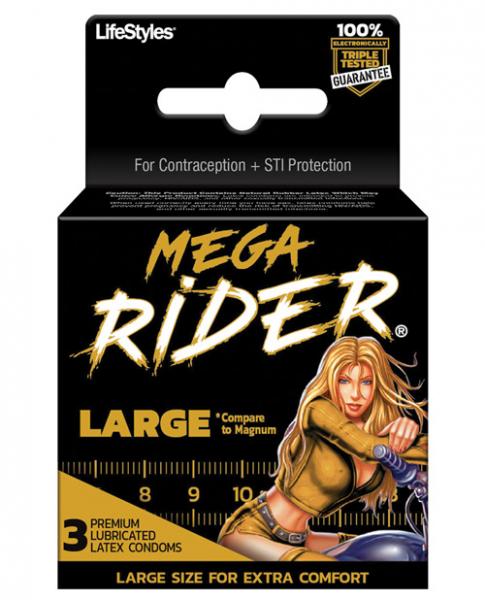 Lifestyles Mega Rider Large Latex Condoms 3 Pack | SexToy.com