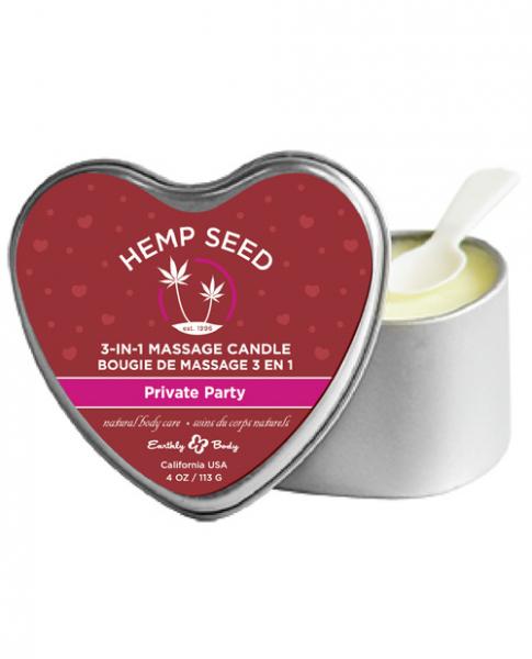 Earthly Body Candle 3 N 1 Heart Edible Private Party 4oz | SexToy.com