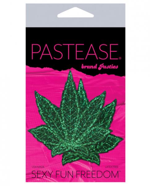 Pastease Glitter Marijuana Leaf Green Pasties O/S | SexToy.com