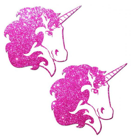 Unicorn Hot Pink Glitter On White Pasties O/S | SexToy.com