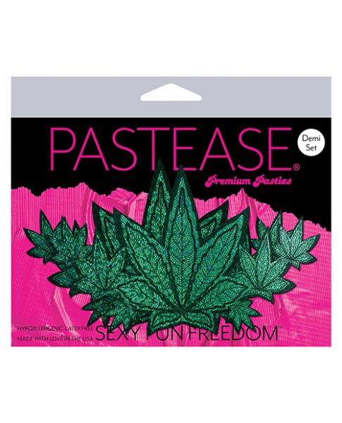 Pastease Demi Glitter Leaf Pasties Green O/S | SexToy.com