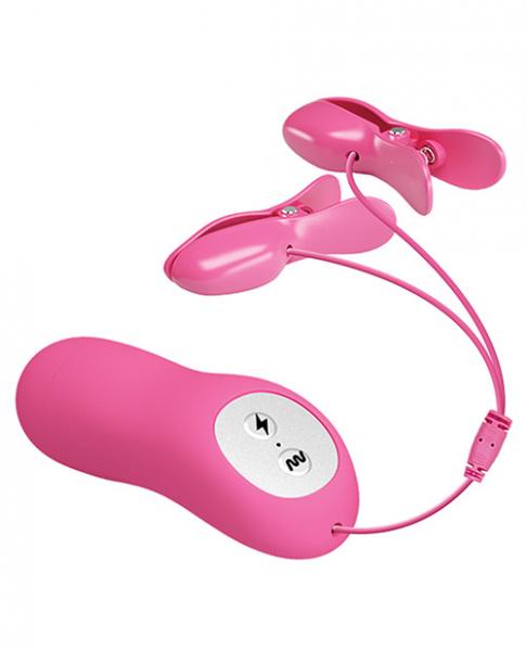 Romantic Wave Electro Shock Vibrating Nipple Clamps Pink