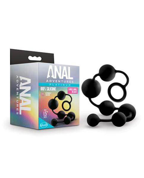 Blush Anal Adventures Platinum Silicone Anal Beads - Large Black | SexToy.com
