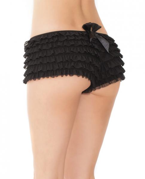 Ruffle Shorts Back Bow Detail Black XXL