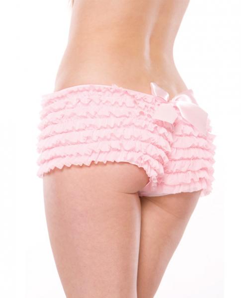 Ruffle Shorts Back Bow Detail Pink XXL