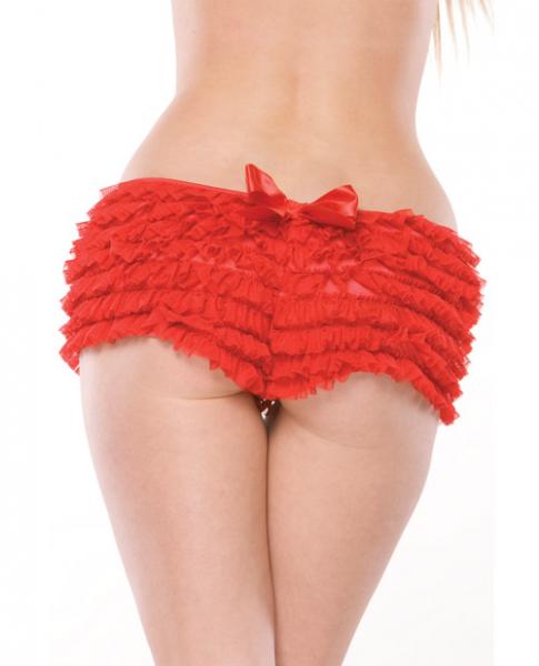 Ruffle Shorts Back Bow Detail Red OS/XL