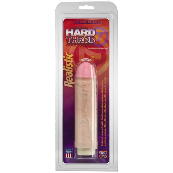 Hard Throb Realistic Vibrator With Sleeve 7 Inches Beige | SexToy.com