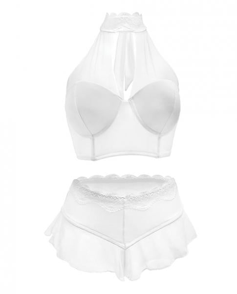 Premiere Embroidered Halter Bra & Panty White 2X | SexToy.com