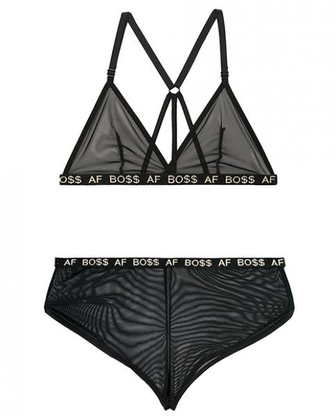 Vibes Boss AF Bralette & Retro Shorts Black L/XL | SexToy.com