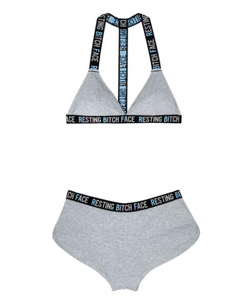 Vibes Resting Bitch Face Bralette & Retro Shorts Gray L/XL | SexToy.com