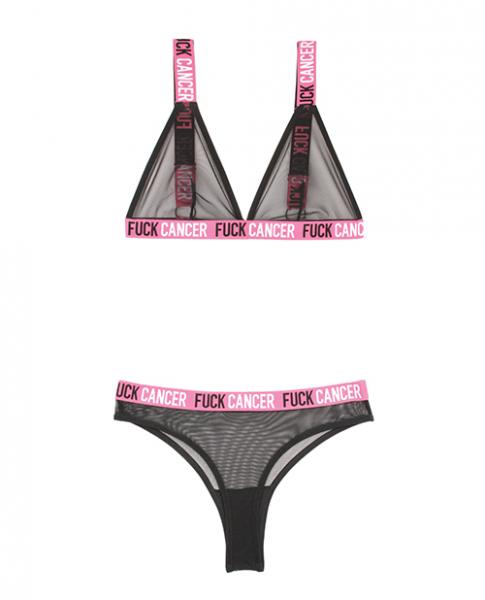 Vibes F*ck Cancer Bralette & Cheeky Panty Black L/XL | SexToy.com