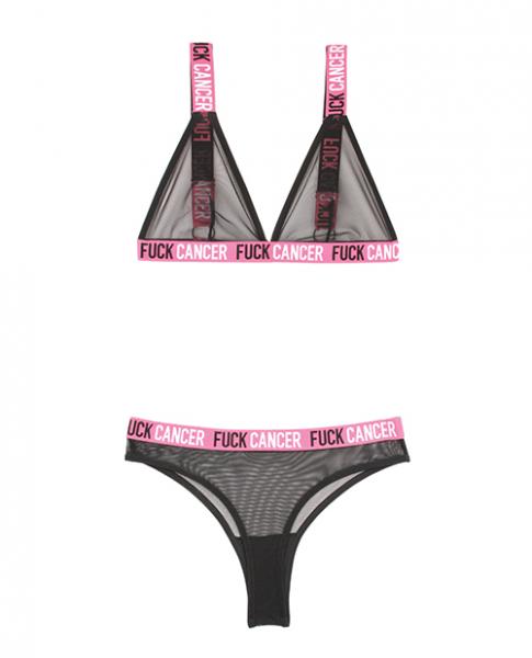 Vibes F*ck Cancer Bralette & Cheeky Panty Black M/L | SexToy.com