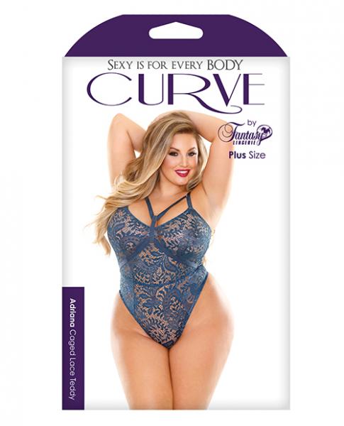 Curve Adriana Caged Lace Teddy Blue 3X/4X | SexToy.com