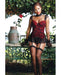 Fall Winter Skirted Bustier W/lace Overlay & Panty Black/red Xl | SexToy.com