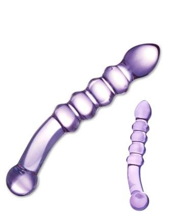 Purple Rain Ribbed Glass Dildo | SexToy.com