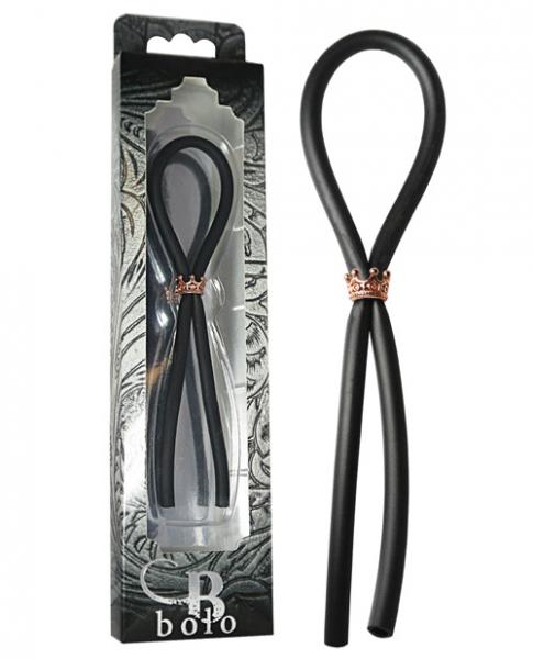 Bolo Lasso Ring Rose Gold Crown Slider Black | SexToy.com