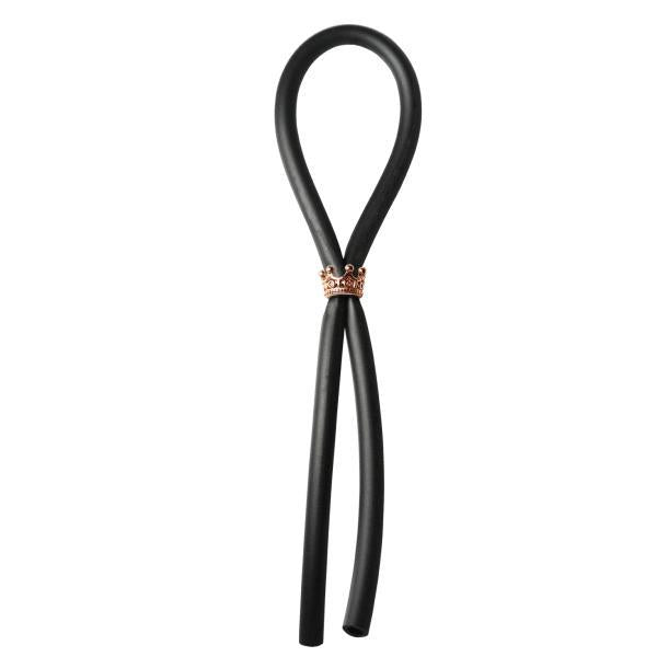 Bolo Lasso Ring Rose Gold Crown Slider Black | SexToy.com