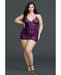 Ruched Front Zipper Chemise with G-String Plum Qn | SexToy.com