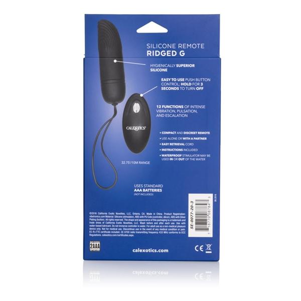 Silicone Remote Ridged G Vibrator Black | SexToy.com