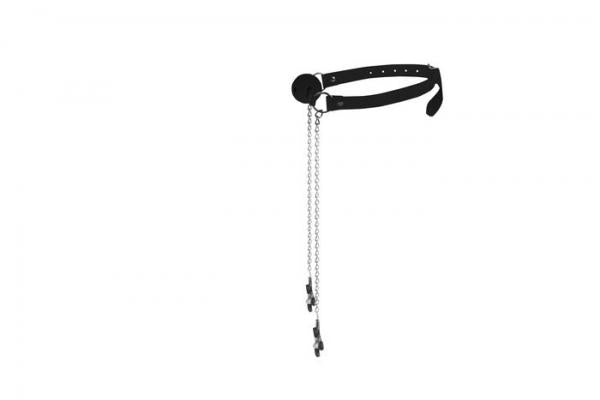 Ball Gag With Nipple Clamps Black | SexToy.com