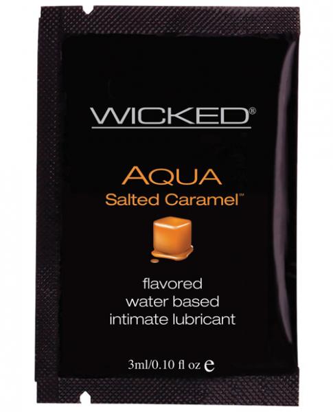 Wicked Sensual Care Collection Aqua Waterbased Lubricant - 3 ml. Packet Salted Caramel | SexToy.com