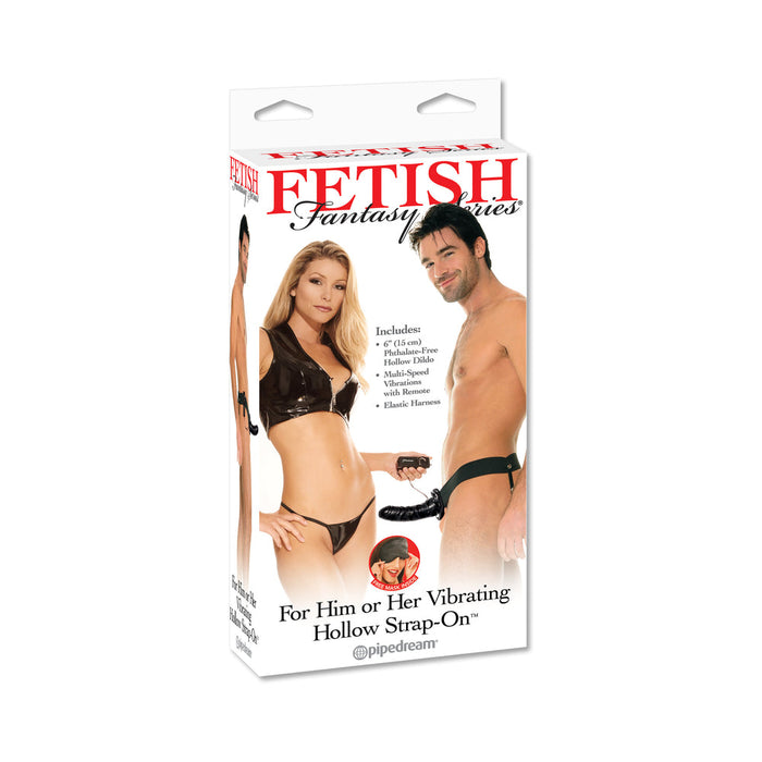 Fetish Fantasy For Him Or Her Vibrating Hollow Strap On Black | SexToy.com