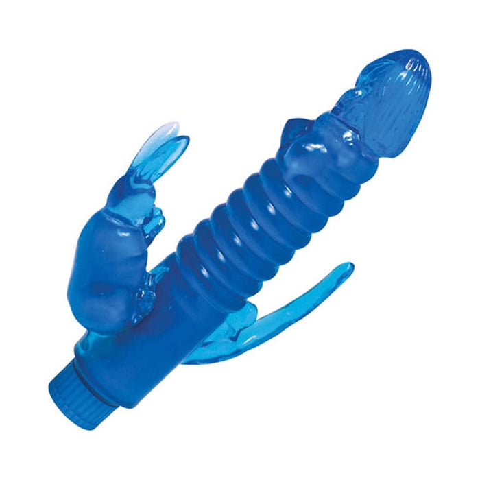 Ribbed Bunny Vibrator With Anal Tickler (blue) | SexToy.com