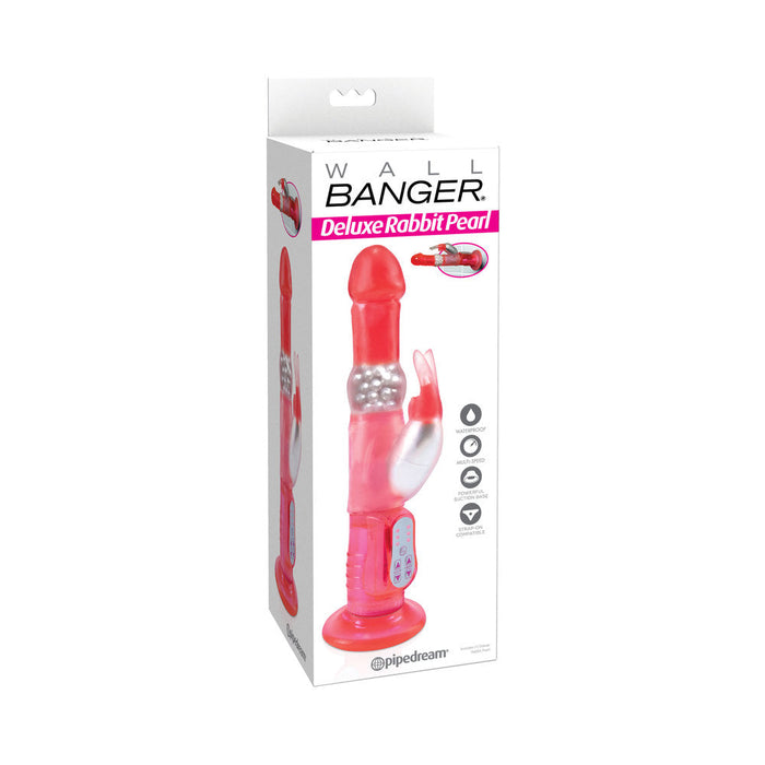 Rabbit Pearl Waterproof Deluxe Rotating Wall Bangers Pink | SexToy.com