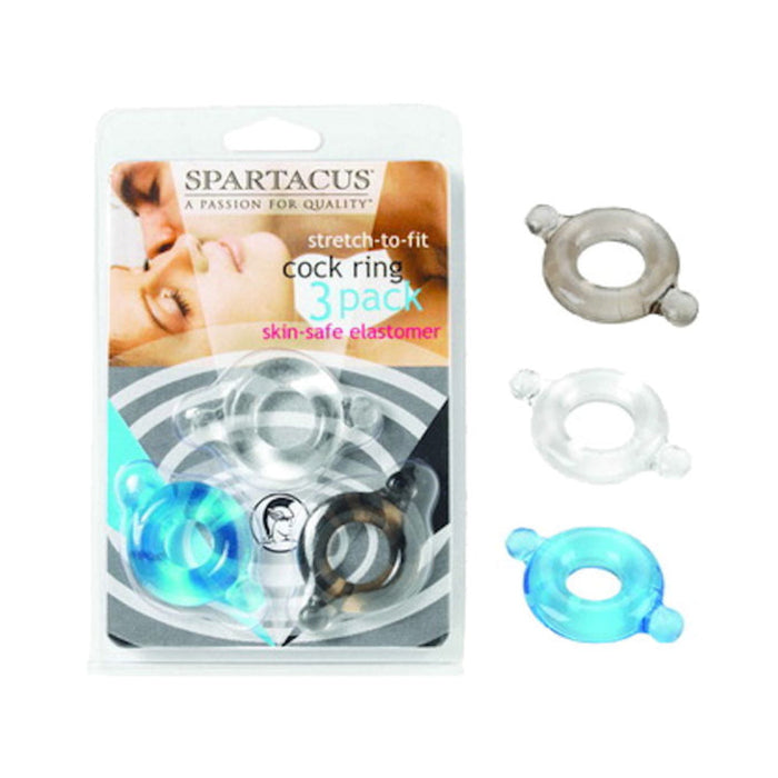 Elastomer Cock Ring (blk,blu,clr/3) | SexToy.com