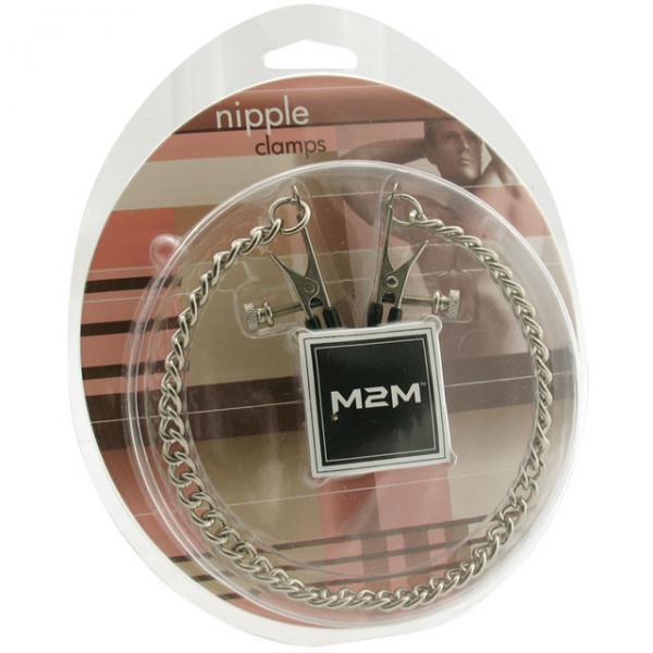 M2M Nipple Clamps Alligator Ends With Chain Chrome | SexToy.com