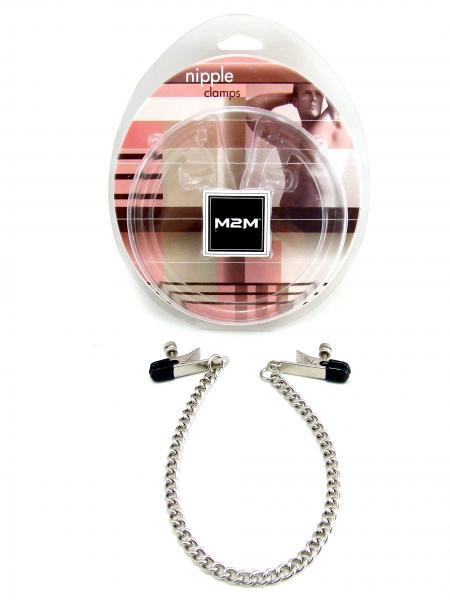 M2M Nipple Clamps Alligator Ends With Chain Chrome | SexToy.com