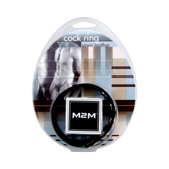 M2M Cock Ring Sewn Leather 5 Snaps Black | SexToy.com