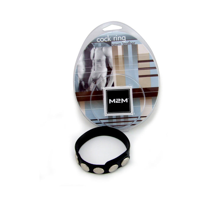 M2M Cock Ring Sewn Leather 5 Snaps Black | SexToy.com