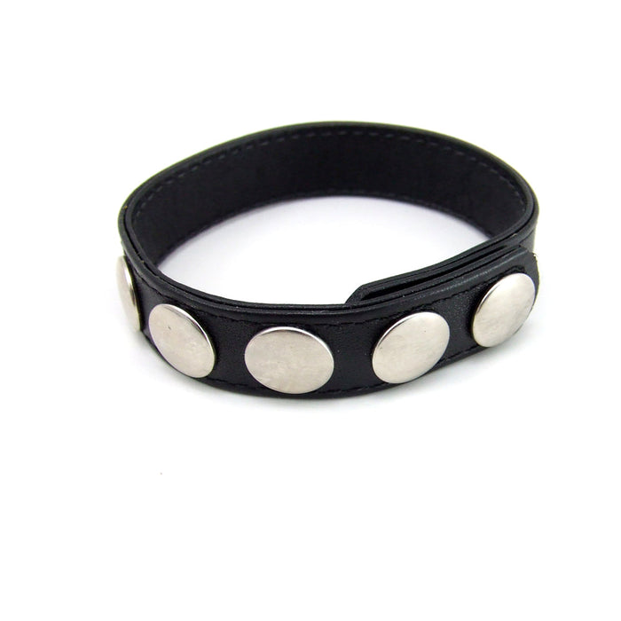 M2M Cock Ring Sewn Leather 5 Snaps Black | SexToy.com