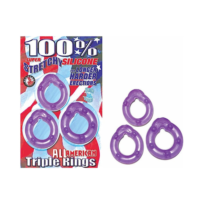 All American Triple Rings (Clear/Purple) | SexToy.com
