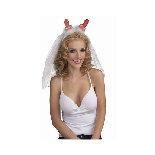 Bachelorette Penis Tiara With Veil (white) | SexToy.com