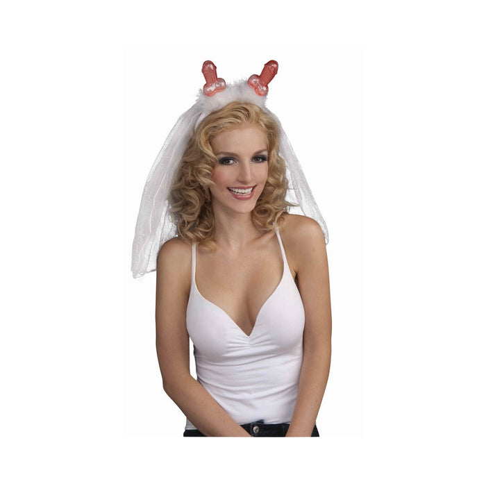 Bachelorette Penis Tiara With Veil (white) | SexToy.com