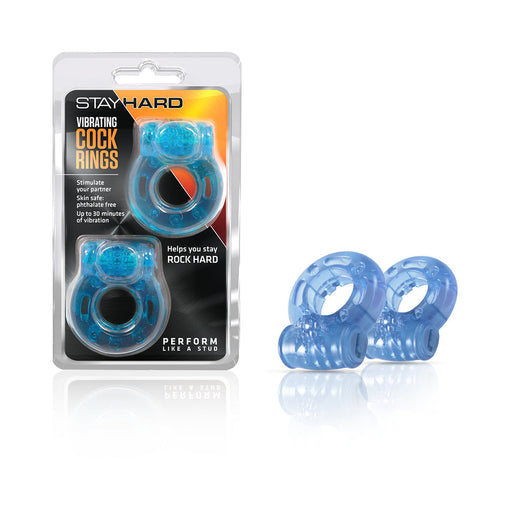 Stay Hard Vibrating Cock Ring 2 Pack Blue | SexToy.com