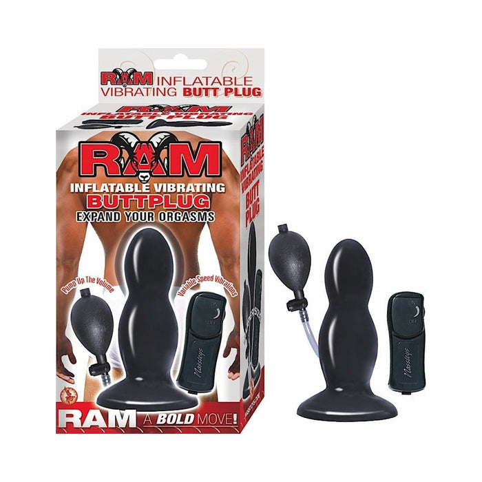 Ram Inflatable Vibrating Butt Plug - Black | SexToy.com