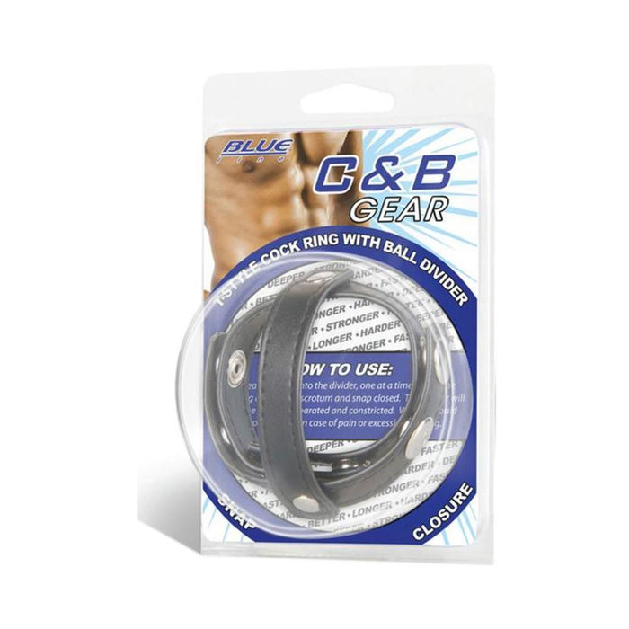 C & B Gear T-Style Cock Ring with Ball Divider Black | SexToy.com