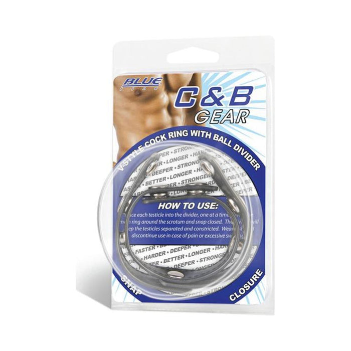 C & B Gear V-Style Cock Ring with Ball Divider Black | SexToy.com