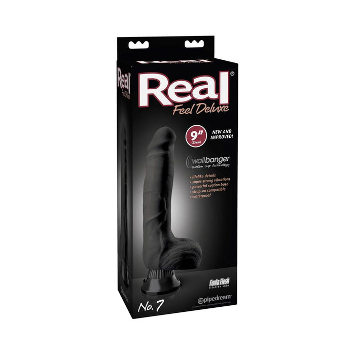 Real Feel Deluxe No 7 Black Vibrating Dildo | SexToy.com