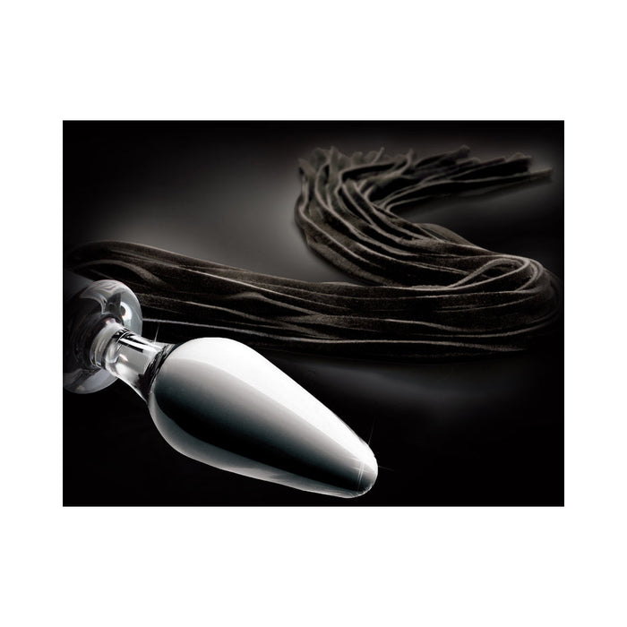 Icicles No 49 Clear Butt Plug Black Flogger | SexToy.com