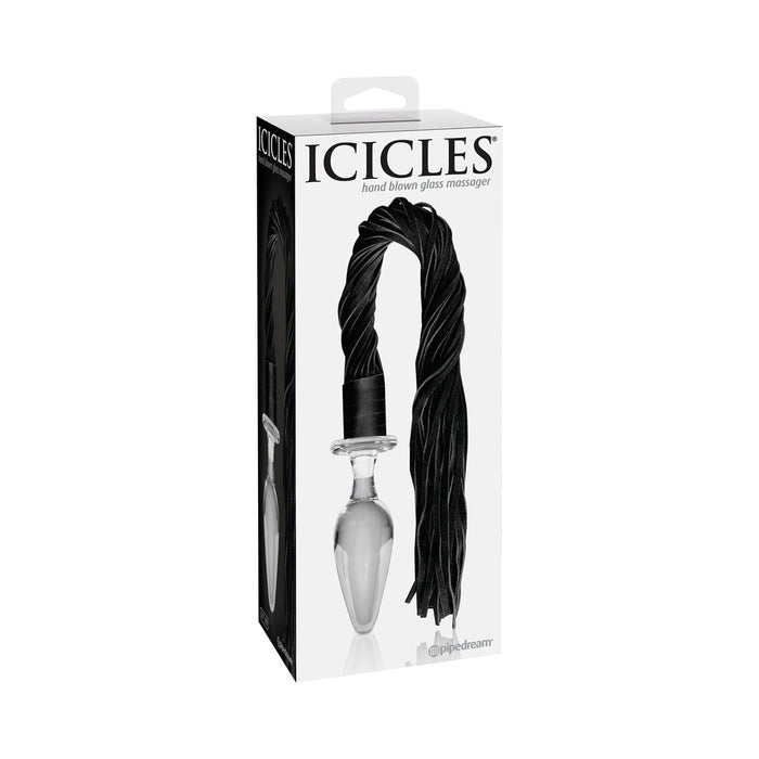 Icicles No 49 Clear Butt Plug Black Flogger | SexToy.com