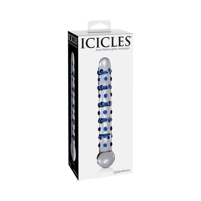 Icicles No 50 Clear Glass Wand Blue Nubs | SexToy.com