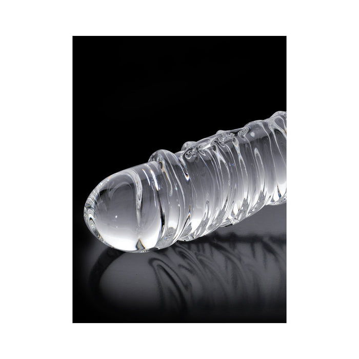 Icicles No. 63 Textured Glass Dildo With Balls 8.5" - Clear | SexToy.com