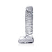 Icicles No. 63 Textured Glass Dildo With Balls 8.5" - Clear | SexToy.com
