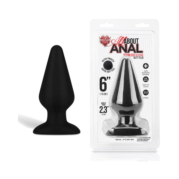 Hustler Anal Silicone Butt Plug 6 inches Black | SexToy.com